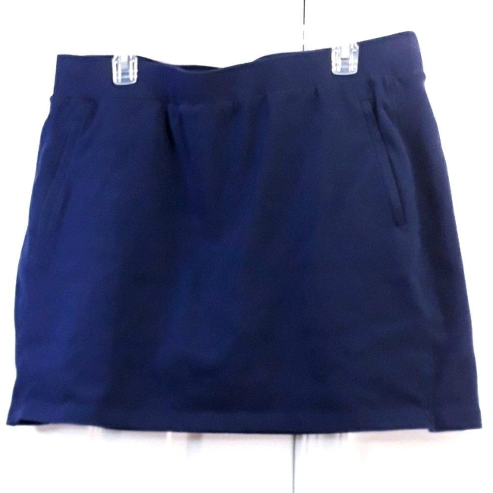 Talbots Cotton Blend knot Navy Blue With Side Pockets Pull On Skirt Size XL
